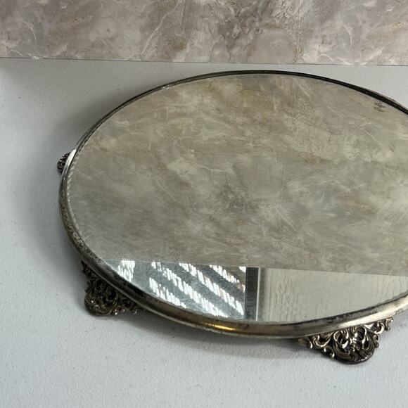 Antique Ornate Table Mirror Plateau Footed 16" Victorian Superior Silver Co. - Picture 3 of 16